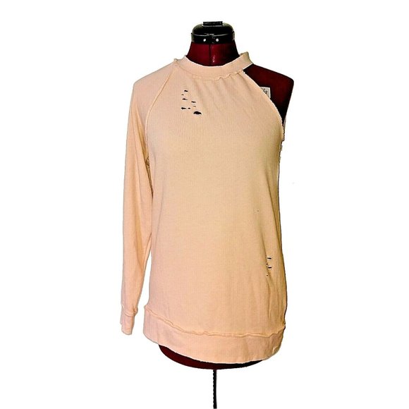 Treasure & Bond Womens Sweatshirt Size XS Pink Single Long Sleeve Distre… - Picture 1 of 6